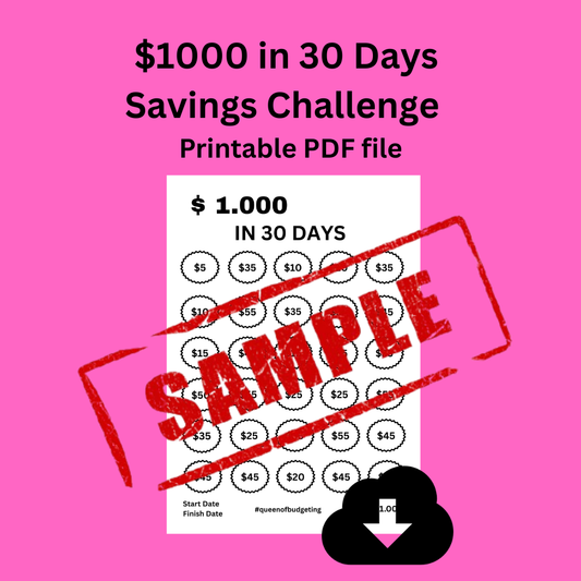 $1000 in 30 Days Savings Challenge