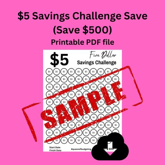 $5 Savings Challenge Save (Save $500)