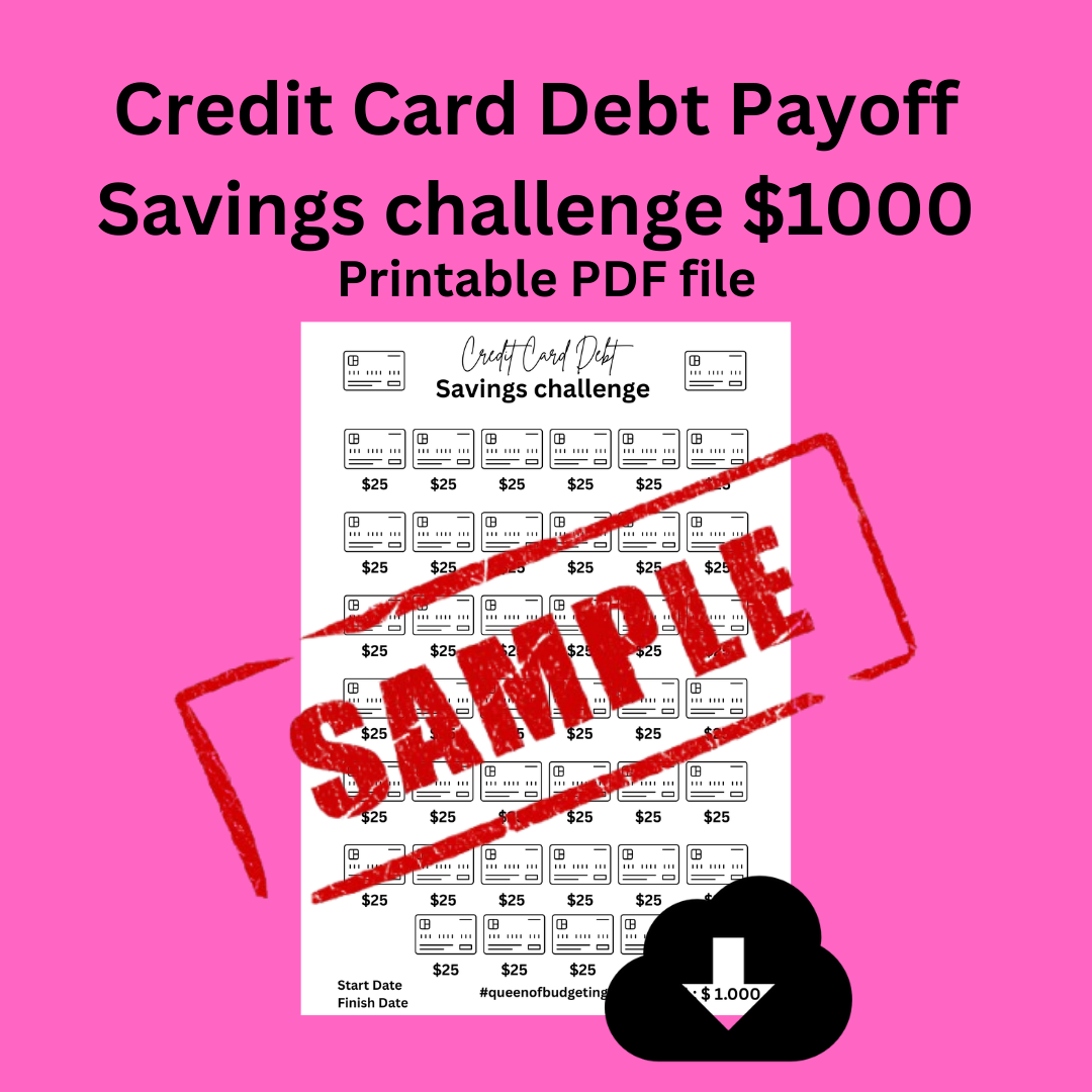 Credit Card Debt Payoff Savings challenge $1000